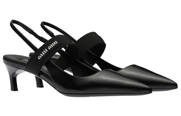 Lookbook (Women) MIU MIU Leather High Heels 'Black Pointed Toe Slingback' 5I932D_3AQO_F0002_F_045