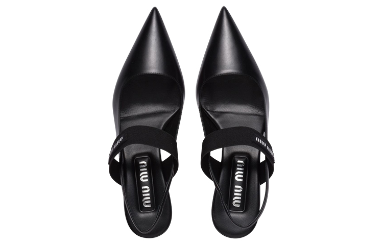 Shop (Women) MIU MIU Leather High Heels 'Black Pointed Toe Slingback' 5I932D_3AQO_F0002_F_045