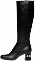 (Women) MIU MIU Leather High-Top Boots 'Black 6.5cm Heel' 5W673C_XUV_F0002_F_065 (Women) MIU MIU Leather High-Top Boots 'Black 6.5cm Heel' 5W673C_XUV_F0002_F_065