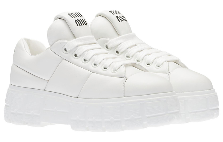 Order (W) MIU MIU Zapatos de Cuero Blancos con Cordones 'Fashion White' 5E876D_038_F0009_F_050