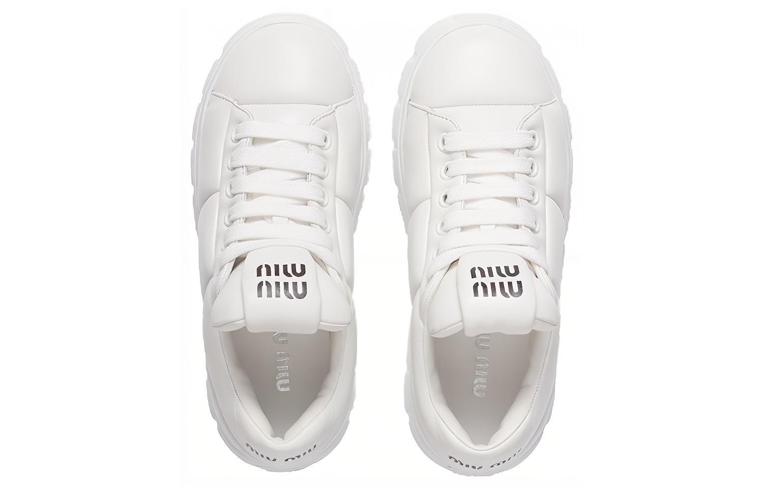 Lookbook (W) MIU MIU Zapatos de Cuero Blancos con Cordones 'Fashion White' 5E876D_038_F0009_F_050