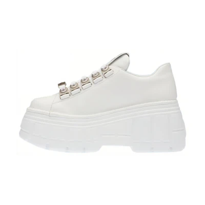 (W) MIU MIU Leather Lace-Up Derby 'White Platform'