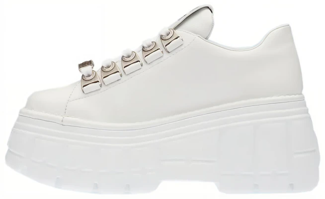 (W) MIU MIU Zapatos Derby de Cuero con Plataforma Blanca 5E679D_A21_F0009_F_085 Buy (W) MIU MIU Zapatos Derby de Cuero con Plataforma Blanca 5E679D_A21_F0009_F_085