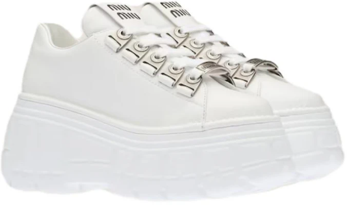 (W) MIU MIU Zapatos Derby de Cuero con Plataforma Blanca 5E679D_A21_F0009_F_085 Lookbook (W) MIU MIU Zapatos Derby de Cuero con Plataforma Blanca 5E679D_A21_F0009_F_085