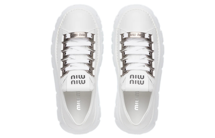 Purchase (W) MIU MIU Zapatos Derby de Cuero con Plataforma Blanca 5E679D_A21_F0009_F_085