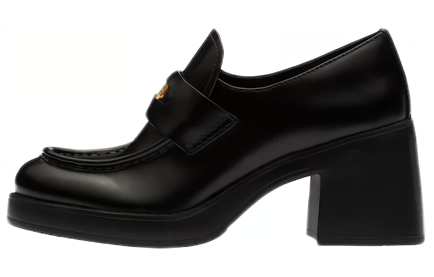 (Women) MIU MIU Leather Loafer High Heels 'Black' 5D820D-B4L-F0002-11-99-F-DX75