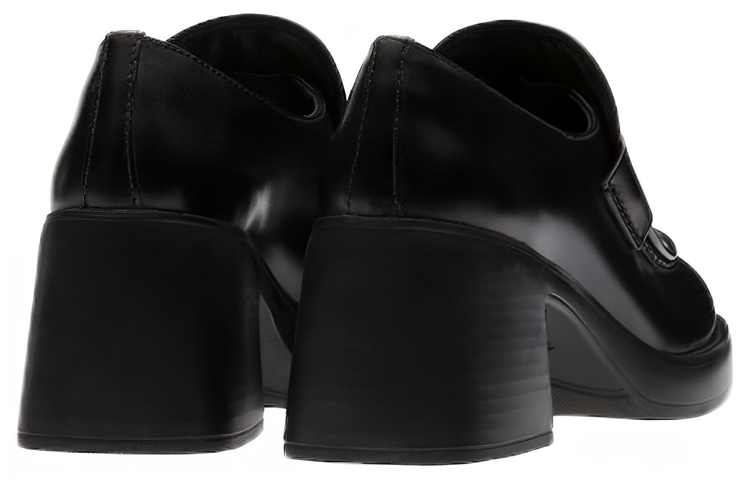 (W) MIU MIU Leather Loafer High Heels 'Black' 圖 5