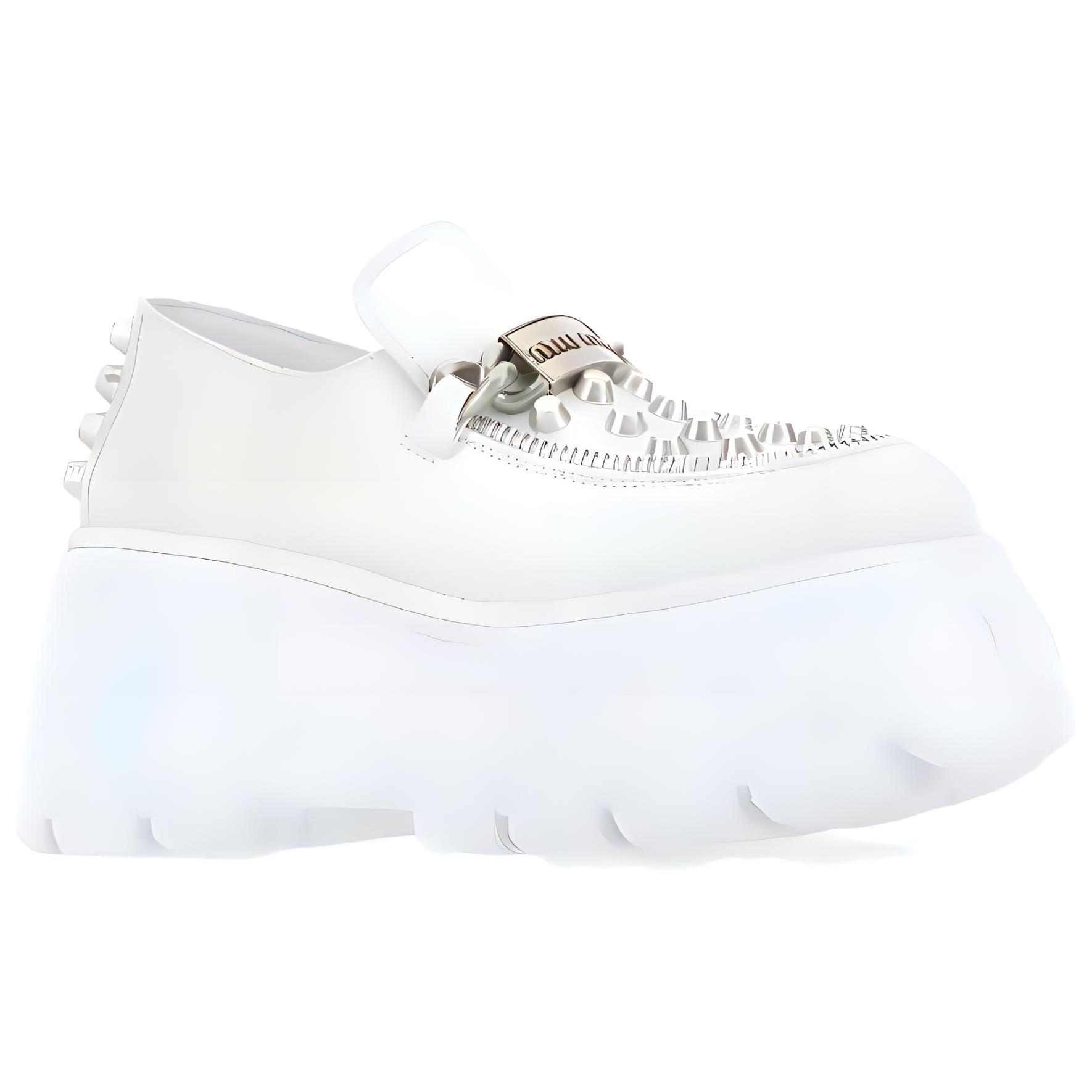 Order (W) MIU MIU Leren Plateau Loafer ''Wit'' 5D678D_3J2Y_F0009_F_085