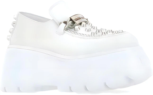 (W) MIU MIU Leren Plateau Loafer ''Wit'' 5D678D_3J2Y_F0009_F_085 Order (W) MIU MIU Leren Plateau Loafer ''Wit'' 5D678D_3J2Y_F0009_F_085