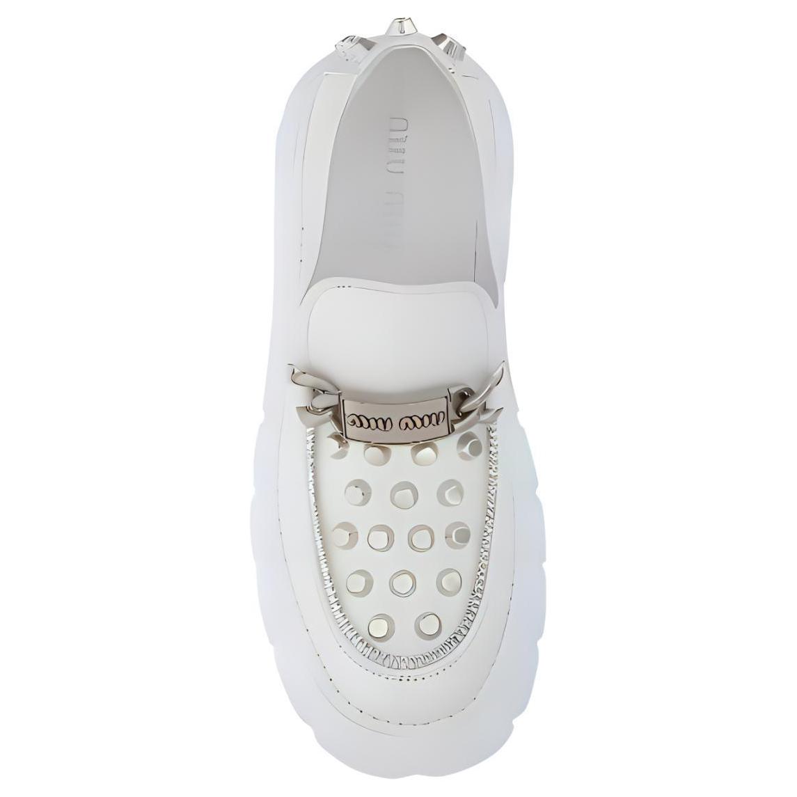 Shop (W) MIU MIU Leren Plateau Loafer ''Wit'' 5D678D_3J2Y_F0009_F_085