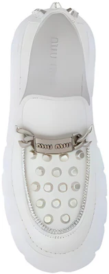 (W) MIU MIU Leren Plateau Loafer ''Wit'' 5D678D_3J2Y_F0009_F_085 Shop (W) MIU MIU Leren Plateau Loafer ''Wit'' 5D678D_3J2Y_F0009_F_085