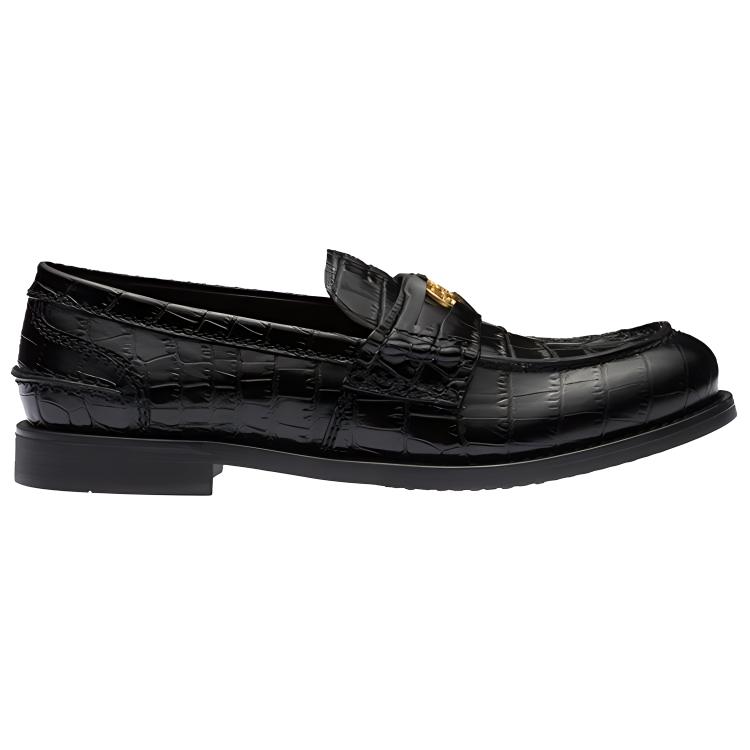 (W) MIU MIU Leather Loafers 'Black Croco Print' 圖 2