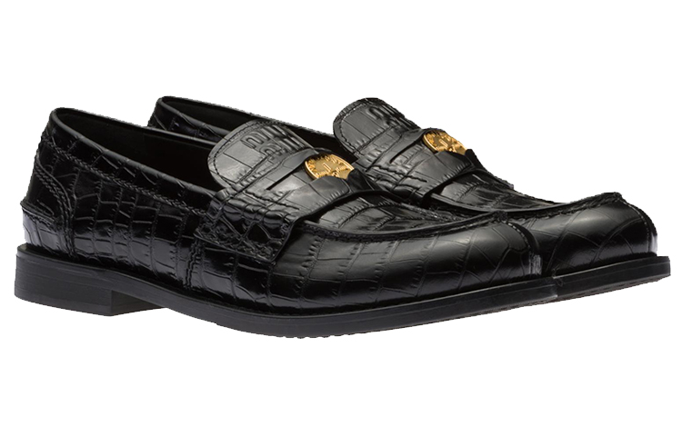 (W) MIU MIU Leather Loafers 'Black Croco Print' 圖 3