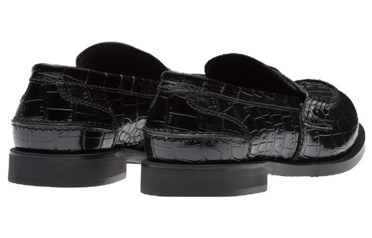 (W) MIU MIU Leather Loafers 'Black Croco Print' 圖 5