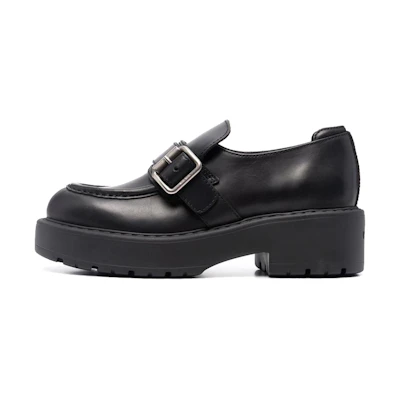 (W) MIU MIU Leather Loafers 'Black Fashion'