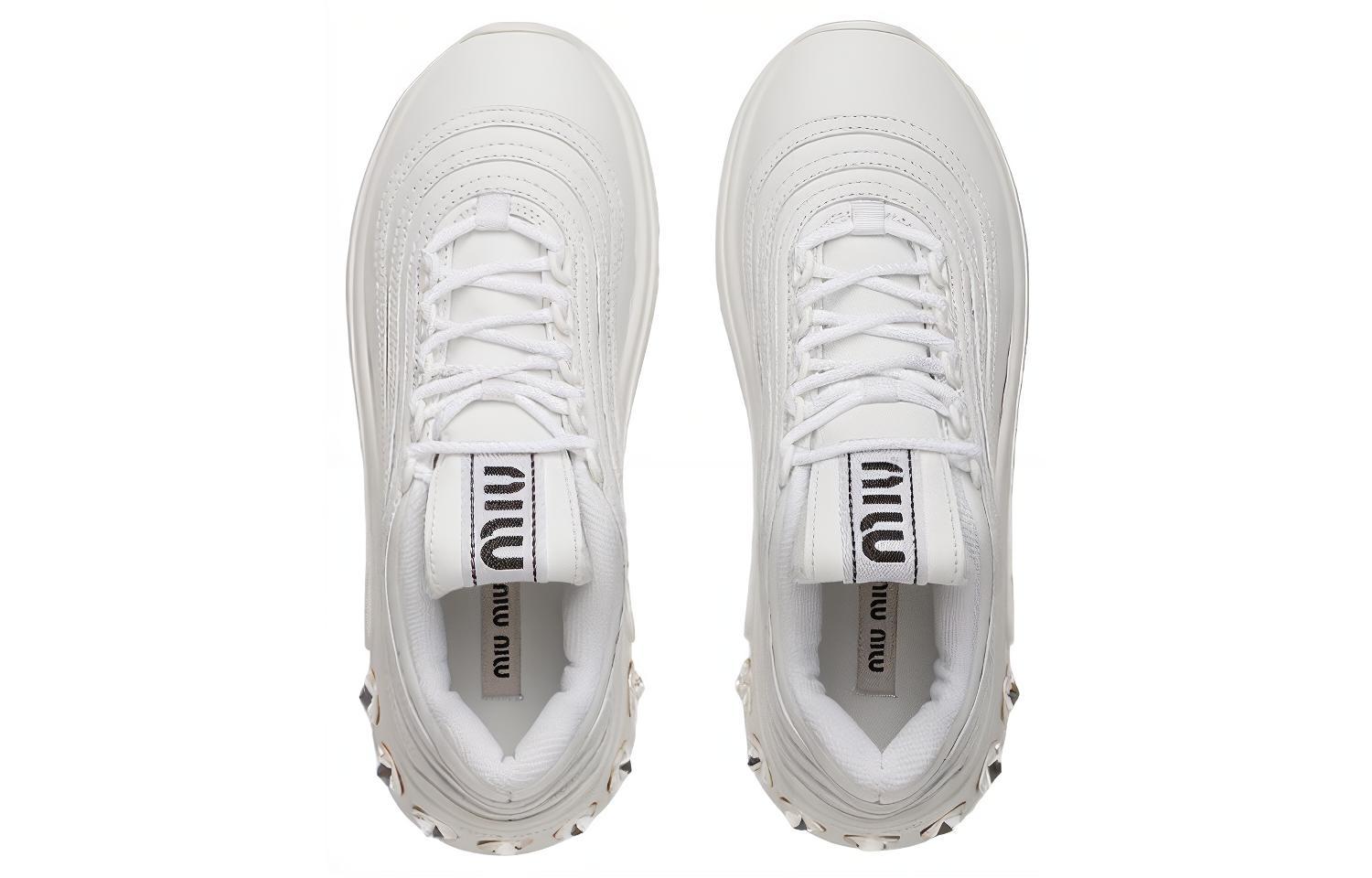 (W) MIU MIU Leather Low-Top 'Faux Crystal White' 圖 3