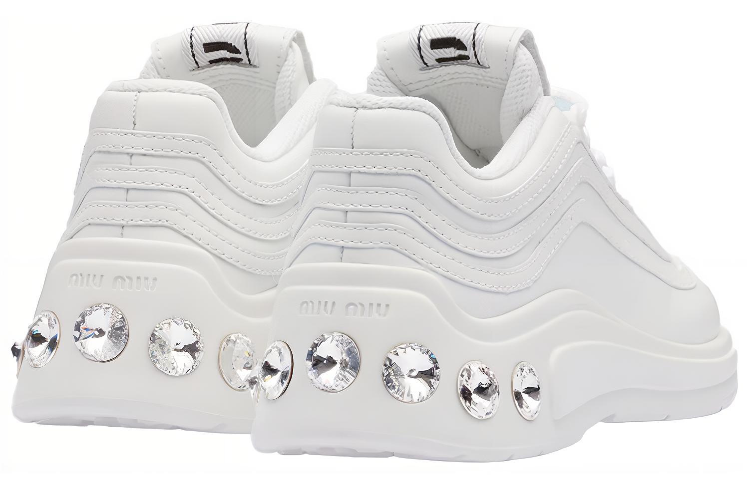 (W) MIU MIU Leather Low-Top 'Faux Crystal White' 圖 4