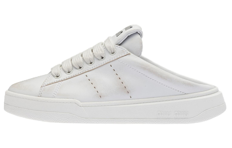 (Women) MIU MIU Leather Low-Top Lace-Up 'White Fashion' 5E915D_3G63_F0009_F_005
