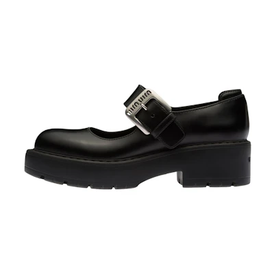 (W) MIU MIU Leather Mary Jane 'Black'