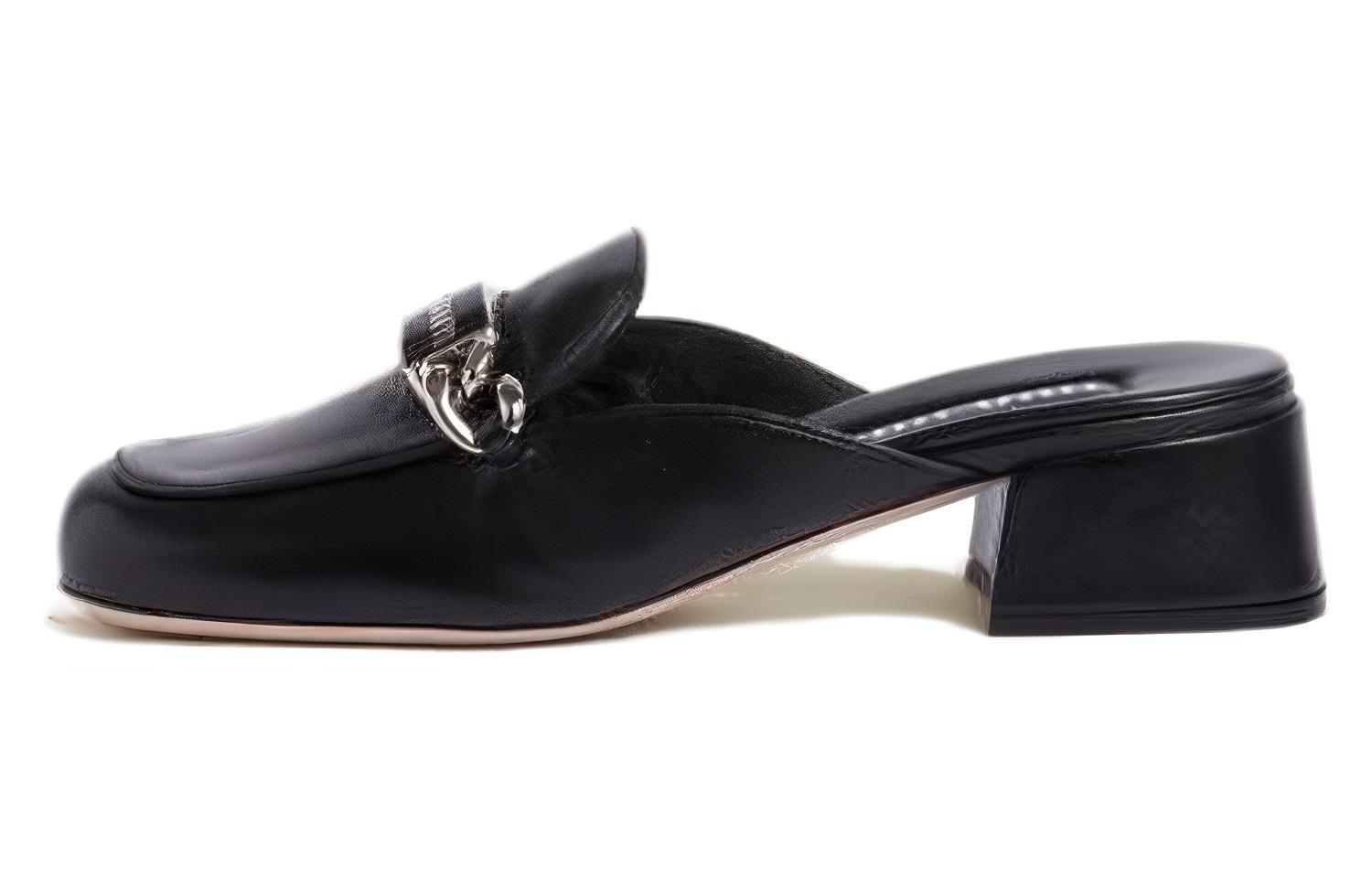 (W) MIU MIU Leather Mules Black 'CMFT Fashion'