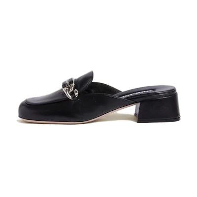 (W) MIU MIU Leather Mules Black 'CMFT Fashion'