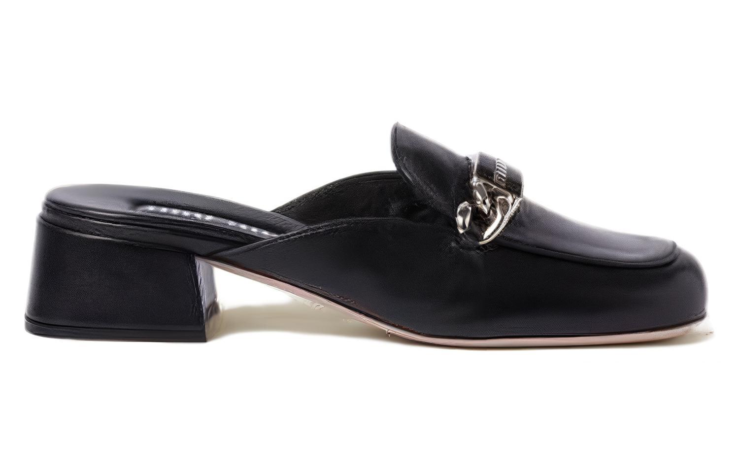 (W) MIU MIU Leather Mules Black 'CMFT Fashion' 圖 2
