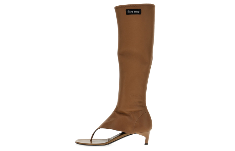 (W) MIU MIU Leather Nappa Thigh-High Boots 'Brown'