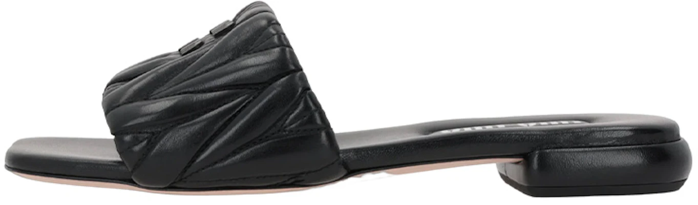 (W) MIU MIU Leren Open-Teen Ademend Mode Slide ''Zwart'' 5XX605_LM5_F0002_F_0103 Buy (W) MIU MIU Leren Open-Teen Ademend Mode Slide ''Zwart'' 5XX605_LM5_F0002_F_0103