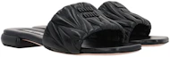 Order (W) MIU MIU Leren Open-Teen Ademend Mode Slide ''Zwart'' 5XX605_LM5_F0002_F_0103
