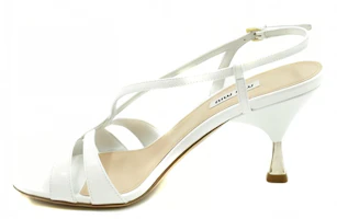 (Women) MIU MIU Leather Open-Toe Buckle Round-Toe One-Strap Sandal 'White' 5X154D_3ASN_F0009 (Women) MIU MIU Leather Open-Toe Buckle Round-Toe One-Strap Sandal 'White' 5X154D_3ASN_F0009