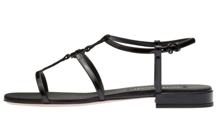 (Women) MIU MIU Leather Open-Toe Flat 'Fashion Sandal Black' 5X896D_XUW_F0002_F_010
