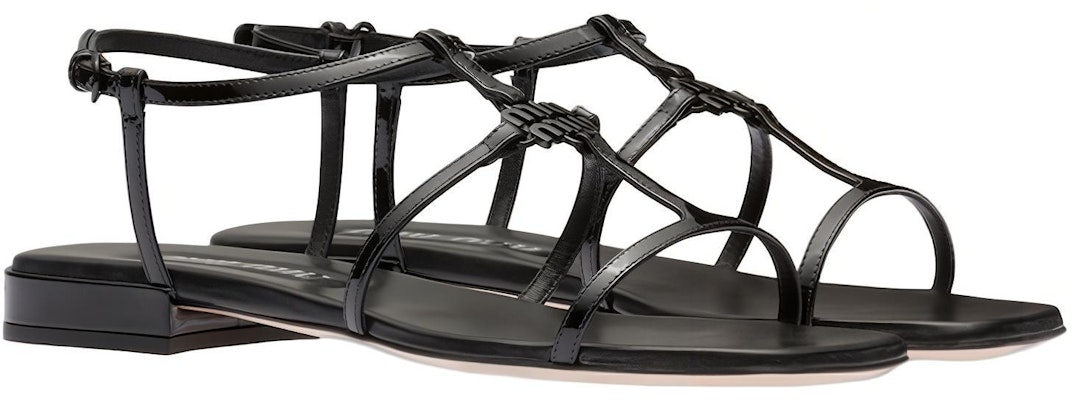 (Women) MIU MIU Leather Open-Toe Flat 'Fashion Sandal Black' 5X896D_XUW_F0002_F_010 Order (Women) MIU MIU Leather Open-Toe Flat 'Fashion Sandal Black' 5X896D_XUW_F0002_F_010