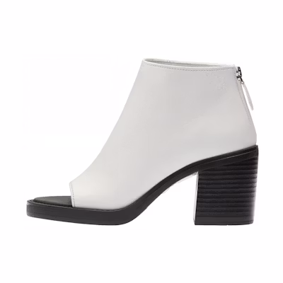 (W) MIU MIU Leather Peep-Toe Zip Booties 8cm 'White'