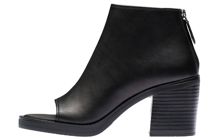 (W) MIU MIU Leather Peep-Toe Zip Booties 'Black'