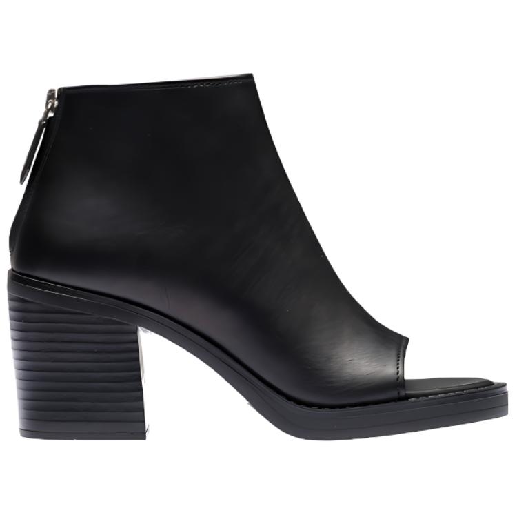 (W) MIU MIU Leather Peep-Toe Zip Booties 'Black' 圖 2