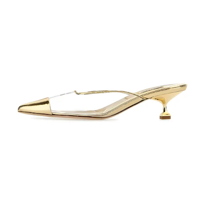 (W) MIU MIU Leather Plexi Fashion Sandal 'Gold'