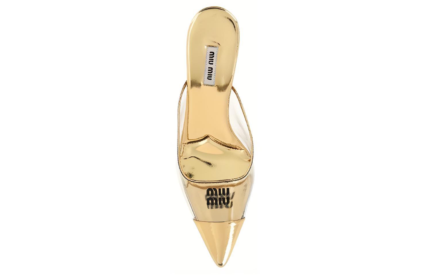 (W) MIU MIU Leather Plexi Fashion Sandal 'Gold' 圖 4