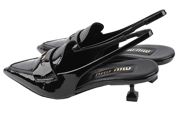 Purchase (W) ミュウミュウ ロゴ入り黒革ポインテッドトゥスティレット 5D901D_JHR_F0002_F_045