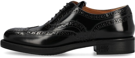 (Women) MIU MIU Leather Round-Toe Lace-Up 'Black' 5E038E_055_F0002 (Women) MIU MIU Leather Round-Toe Lace-Up 'Black' 5E038E_055_F0002