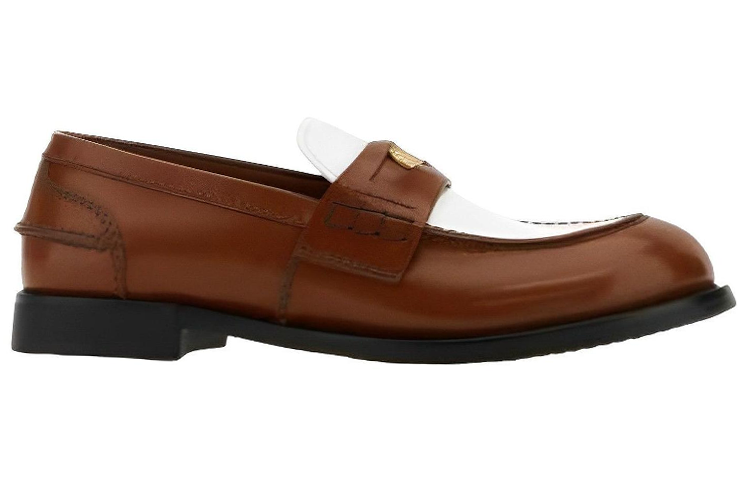 (W) MIU MIU Leather Round-Toe Loafers 'Brown' 圖 2