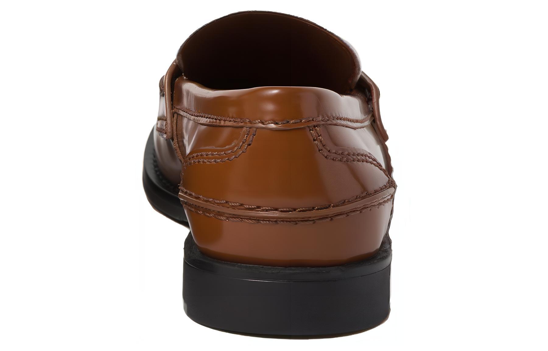 (W) MIU MIU Leather Round-Toe Loafers 'Brown' 圖 5