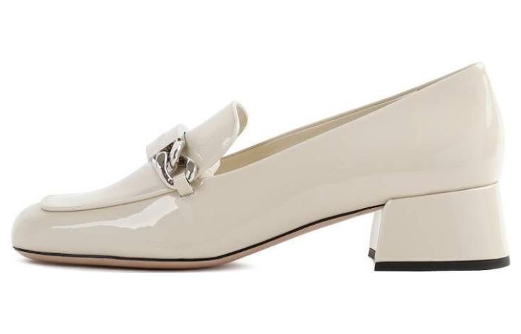 Buy (W) MIU MIU Leren Chunky Hak Pumps Rond Neus ''Wit'' 5D951D_069_F0304_F_035