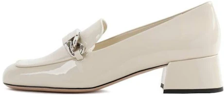 (Women) MIU MIU Leather Round Toe Chunky Heel Pumps 'White' 5D951D_069_F0304_F_035 (Women) MIU MIU Leather Round Toe Chunky Heel Pumps 'White' 5D951D_069_F0304_F_035