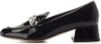 Buy (W) MIU MIU Kulit Bulat Slip-On 'Tumit Tebal Hitam' 5D951D_069_F0002_F_035