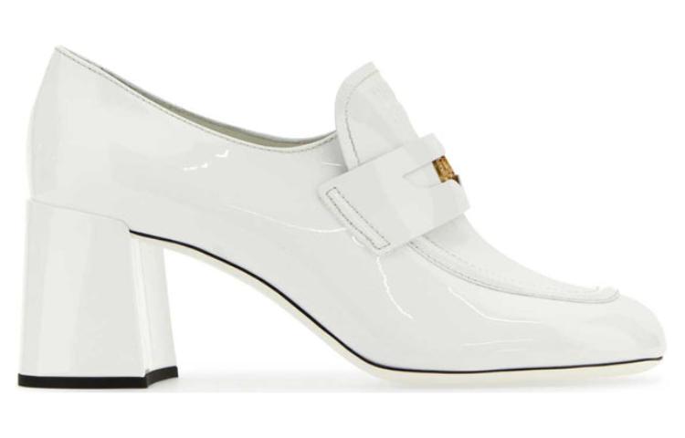 Order (W) 缪缪白色圆头皮革粗跟无带鞋 5D950D_JHR_F0009_F_065