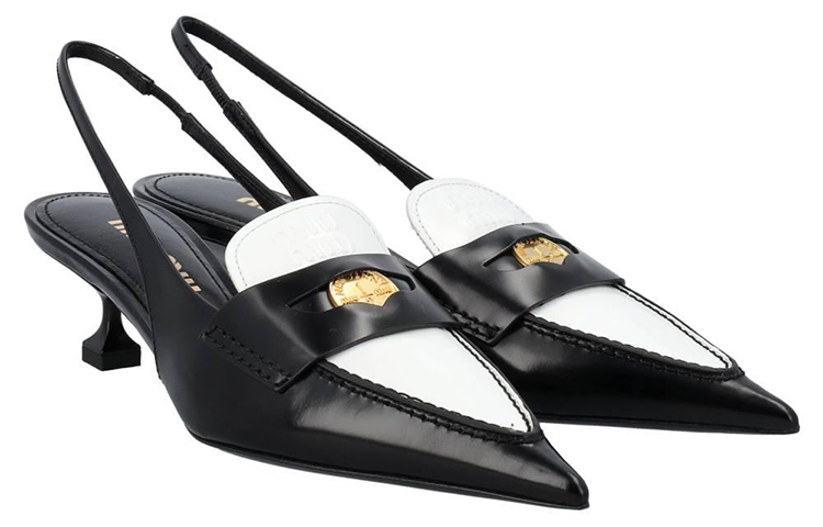 Order (W) Sandalias de Cuero MIU MIU 'Negro y Blanco' 5D774D_AZE_F0967_F_045
