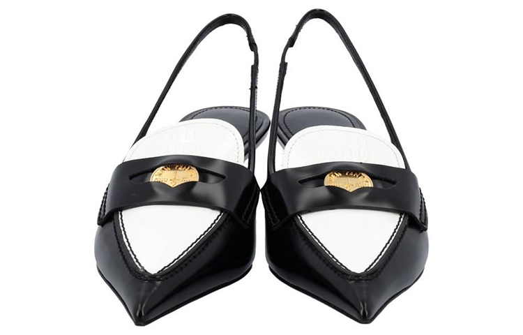Shop (W) Sandalias de Cuero MIU MIU 'Negro y Blanco' 5D774D_AZE_F0967_F_045
