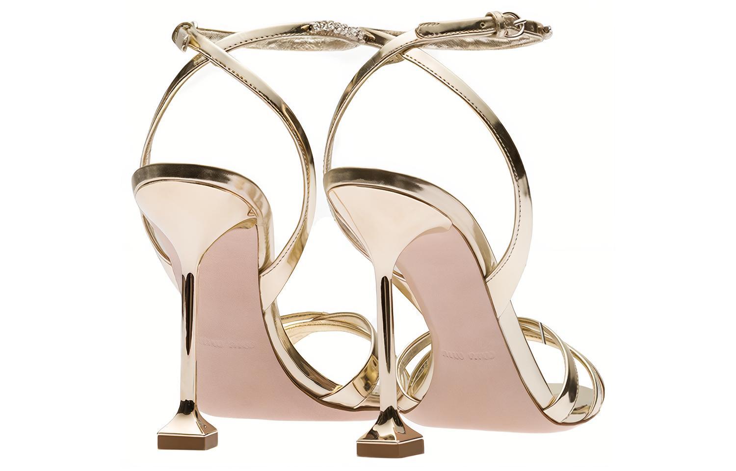 Shop (Women) MIU MIU Leather Sandals 'Metallic Gold' 5X847D_3L0M_F0846_F_105