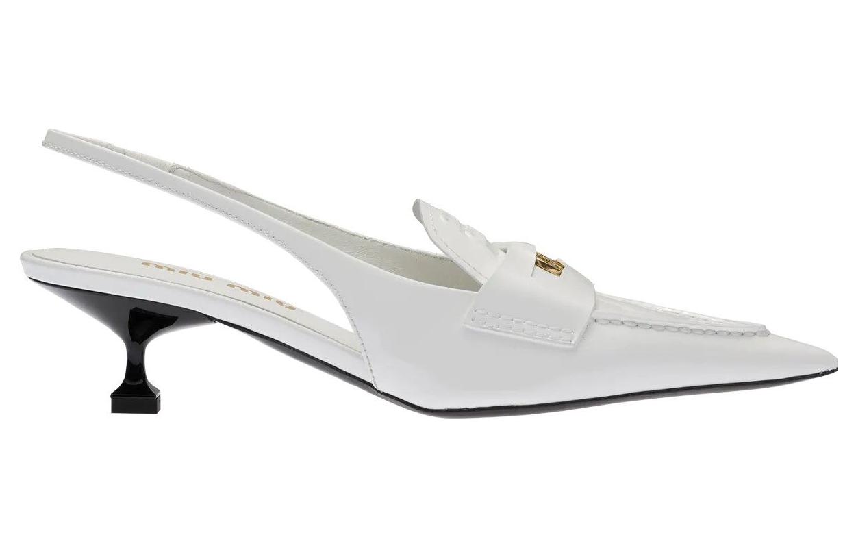 Order MIU MIU 低跟皮革涼鞋 女款 白色