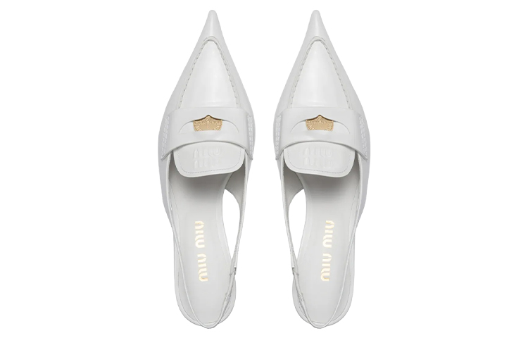 Purchase MIU MIU 低跟皮革涼鞋 女款 白色